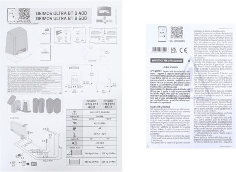 Zestaw BFT DEIMOS ULTRA BT B600 INT KIT do 600kg bram przesuwnych BFT