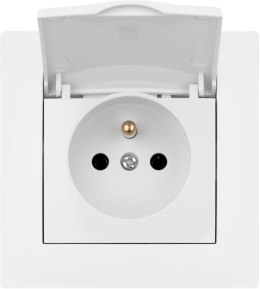 Gniazdo pojedyncze z klapką i uziemieniem VCX WESA LC 52 Biały VCX