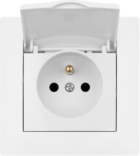 Gniazdo pojedyncze z klapką i uziemieniem VCX WESA LC 52 Biały VCX