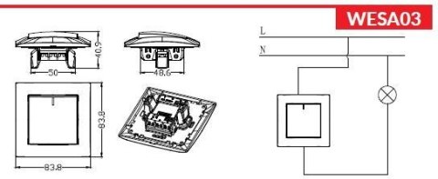 Łącznik pojedynczy z podświetleniem VCX WESA LC 03 Biały VCX