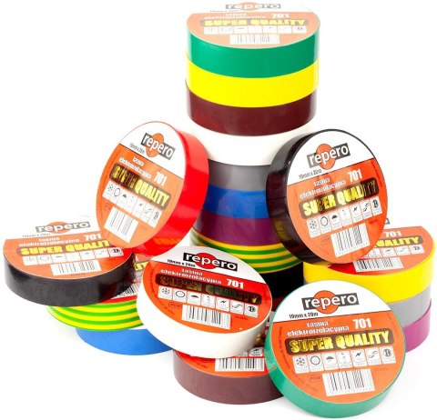 TAŚMA IZOLACYJNA REPERO 701 CZEROWNA 19MMX20M REPERO