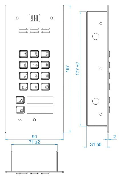 ACO FAM-P-2NPZSACC panel pod tynk 2-rodzinny czyt. brel. zamek szyfr. ACO