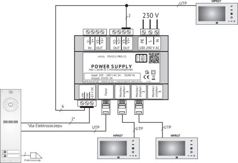 ACO PS45-15-PRO-13 Zasilacz video DIN 15V, 3A ACO