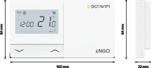 ENGO Controls E901-WIFI - Regulator temperatury bezprzewodowy, Wi-Fi, Internetowy, biały, 868MHz ENGO CONTROLS
