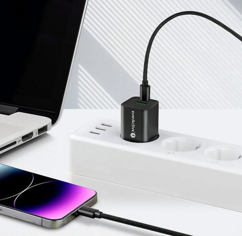 ŁADOWARKA SIECIOWA everActive GaN SC-390QB 30W 1xUSB-C 1xUSB-A PD PPS EVERACTIVE