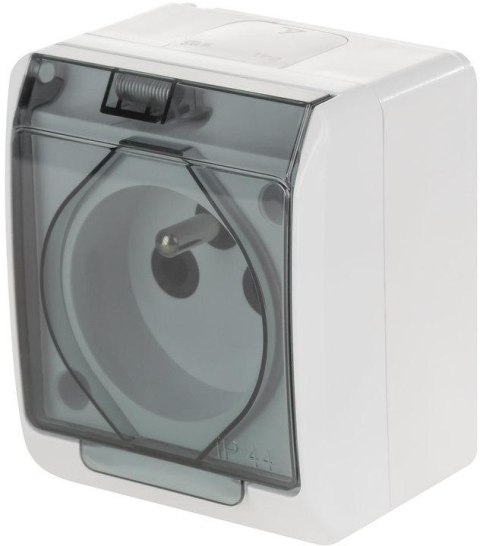Hermes Gniazdo hermetyczne pojedyncze natynkowe z uziemieniem 16A IP44 z klapką dymną GNT 0321-01 ELEKTRO-PLAST NASIELSK