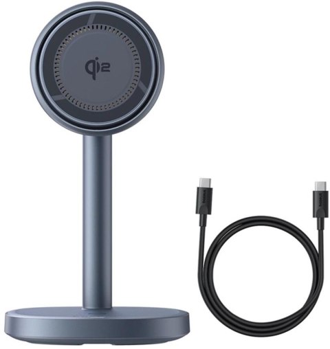 Ładowarka indukcyjna Baseus Orbit 2 Pro MagSafe Qi2 20W 2 w 1 z chłodzeniem - szara BASEUS