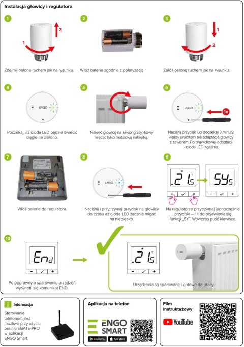 ENGO Controls Inteligentny zestaw ogrzewania (E25-BATB-4 + ETRV-M30) ENGO CONTROLS