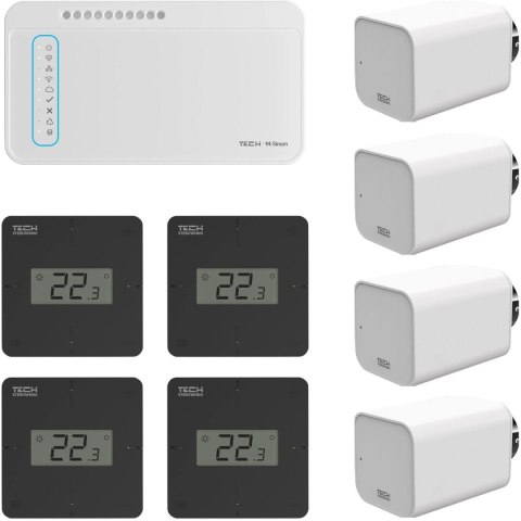 TECH STEROWNIKI Zestaw bezprzewodowej kontroli strefowej ogrzewania grzejnikowego TECH STEROWNIKI