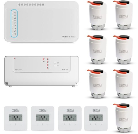 TECH STEROWNIKI Zestaw bezprzewodowej kontroli strefowej ogrzewania podłogowego TECH STEROWNIKI