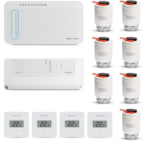 TECH STEROWNIKI Zestaw sterowania strefowego ogrzewaniem podłogowym przewodowy TECH STEROWNIKI