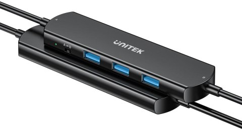 Unitek KVM Hub 10 Gbps - przełączanie między 2 hostami, 3×USB-A UNITEK