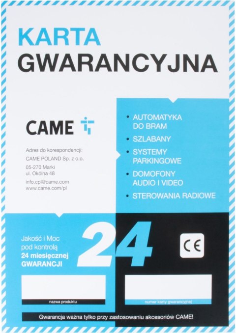 Zestaw CAME BXV 4 PLUS TOP do bram przesuwnych (8K01MS-041) CAME