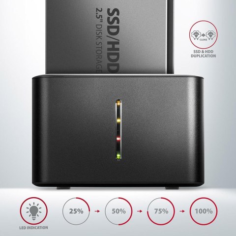Stacja dokująca MINI AXAGON ADSA-D25 USB 3.2 Gen 1 - 2x SATA 6G 2.5" SSD/HDD CLONE AXAGON