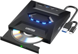 Unitek Nagrywarka zewnętrzna DVD/CD, Hub USB 5Gbps, czytnik kart SD T1037A01 UNITEK