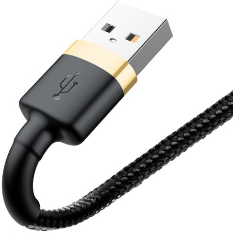 KABEL USB-A / Lightning iPhone Baseus Cafule CALKLF-BV1 100cm Apple 2.4A CZARNO-ZŁOTY W OPLOCIE BASEUS