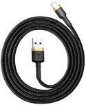 KABEL USB-A / Lightning iPhone Baseus Cafule CALKLF-BV1 100cm Apple 2.4A CZARNO-ZŁOTY W OPLOCIE BASEUS