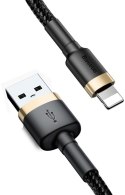 KABEL USB-A / Lightning iPhone Baseus Cafule CALKLF-BV1 100cm Apple 2.4A CZARNO-ZŁOTY W OPLOCIE BASEUS