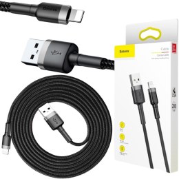 KABEL USB-A / Lightning iPhone Baseus Cafule CALKLF-CG1 200cm Apple 1.5A CZARNO-SZARY W OPLOCIE BASEUS