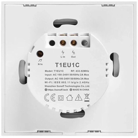 SONOFF dotykowy przełącznik 1-kanałowy WiFi + RF 433 EU T1 TX SONOFF