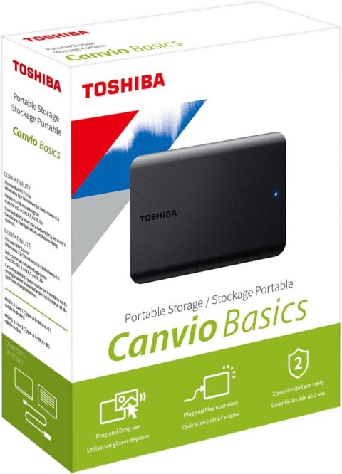 Dysk Zewnętrzny TOSHIBA CANVIO BASICS 2.5inch 2TB External HDD USB 3.2 Gen 1 black TOSHIBA
