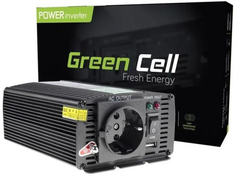 PRZETWORNICA NAPIĘCIA Green Cell 12V / 230V 500W/1000W MODYFIKOWANA SINUSOIDA GREEN CELL