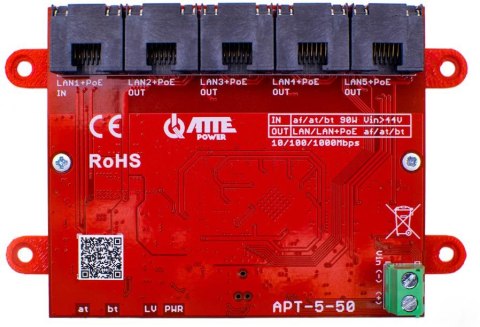 ATTE APT-5-50 Switch PoE 5 portowy 10/100/1000Mbps, extender ATTE