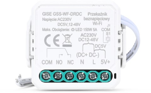 GISE Smart Pojedynczy moduł przekaźnikowy bezpotencjałowy niskonapięciowy WiFi | Tuya | GSS-WF-DRDC GISE