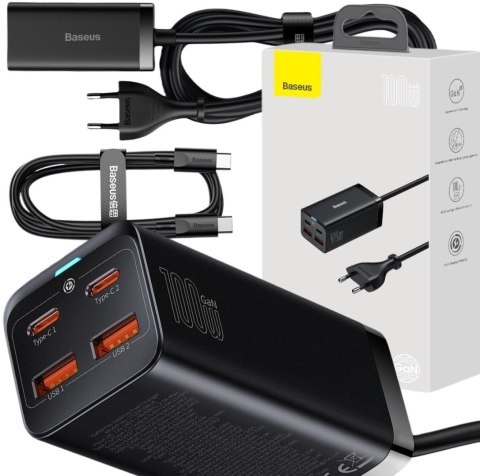 ŁADOWARKA SIECIOWA Baseus GaN 3 Pro Desktop Charger CCGP000101 100W 2x USB-A 2x USB-C PD 3.0 QC 4.0+ BASEUS