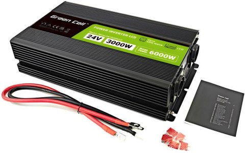 PRZETWORNICA NAPIĘCIA Green Cell PowerInverter LCD 24V / 230V 3000/6000W CZYSTA SINUSOIDA GREEN CELL