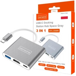 Adapter Przejściówka ZENWIRE 3w1 MHL HUB USB C HDMI 4K BYL-2008N ZENWIRE