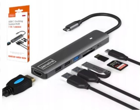 HUB ADAPTER USB-C 7w1 HDMI 4K USB 3.0 SD PD Zenwire BS-HC703 ZENWIRE