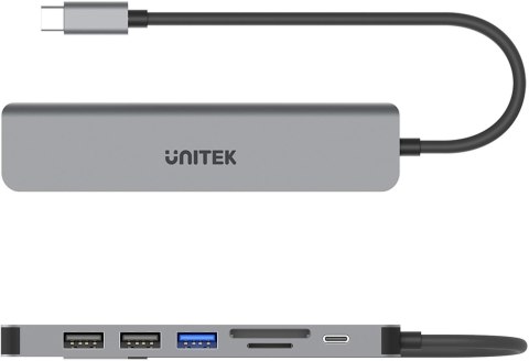 Hub USB Unitek USB-C aluminium 7w1 UNITEK