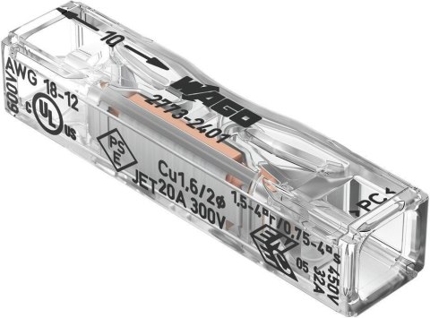 Szybkozłączka przelotowa uniwersalna LINKA/DRUT 2x 0,2-4mm2 WAGO 2773-2401 (Paczka 100szt.) WAGO