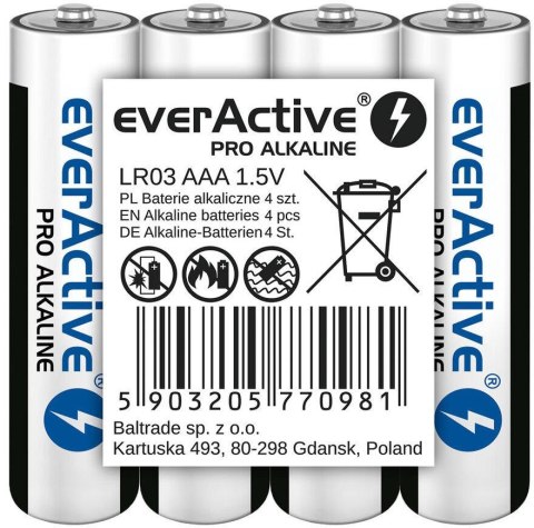 Bateria LR03 (AAA) everActive Pro Alcaline (folia 4 szt.) EVERACTIVE