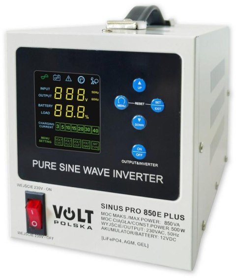 Przetwornica VOLT POLSKA SINUSPRO 850E PLUS 2/230V (500/850W) [AGM, GEL, LiFePO4] VOLT POLSKA