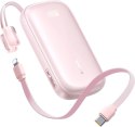 Powerbank Baseus EnerFill FC21 20000 mAh 22,5 W USB-A USB-C różowy z odłączanym kablem Lightning BASEUS