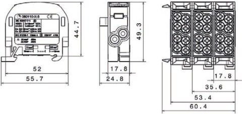 Blok rozdzielczy odgałęźny SCB 25 Al/Cu 80110 SIMBLOCK, czarny 81501007 SIMET