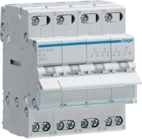 Modułowy przełącznik instalacyjny I-0-II 4P 40A 400VAC Hager SFT440 HAGER