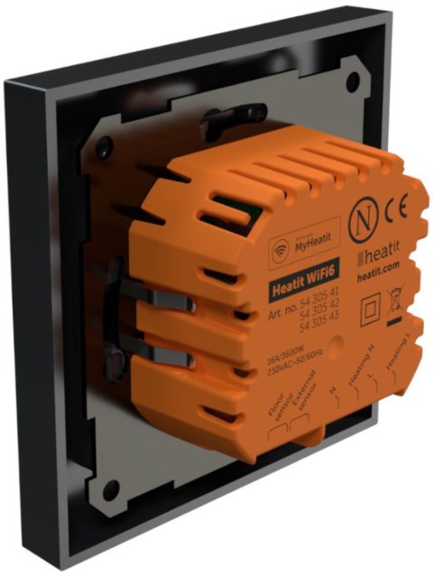 Termostat Heatit WiFi6 Black Matt Wi-Fi Thermostat 3600W 16A HEATIT