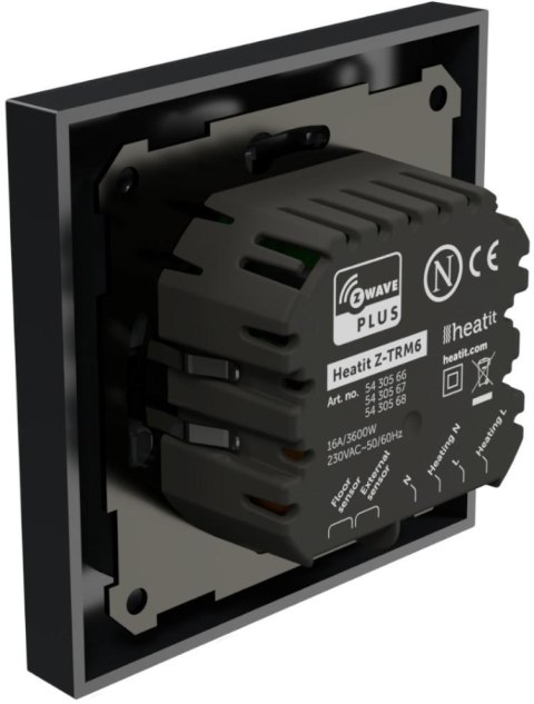 Termostat Heatit Z-TRM6 Black Matt Z-Wave Thermostat 3600W 16A 868,4 Mhz HEATIT