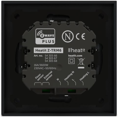 Termostat Heatit Z-TRM6 Black Matt Z-Wave Thermostat 3600W 16A 868,4 Mhz HEATIT