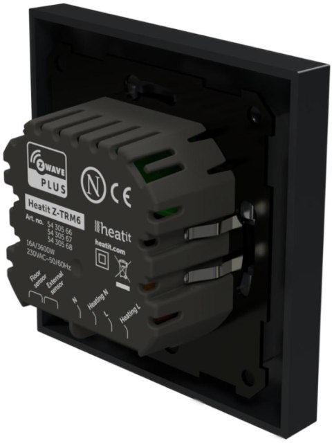 Termostat Heatit Z-TRM6 Black Matt Z-Wave Thermostat 3600W 16A 868,4 Mhz HEATIT