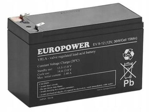 Akumulator AGM EUROPOWER serii EV 12V 8Ah/C10 (Żywotność 6-9 lat) T1 EUROPOWER