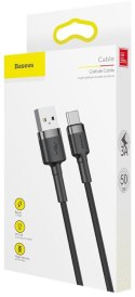 KABEL USB-A / USB-C Baseus Cafule CATKLF-AG1 50cm 3A QC 3.0 CZARNO-SZARY W NYLONOWYM OPLOCIE BASEUS