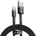 KABEL USB-A / USB-C Baseus Cafule CATKLF-AG1 50cm 3A QC 3.0 CZARNO-SZARY W NYLONOWYM OPLOCIE BASEUS