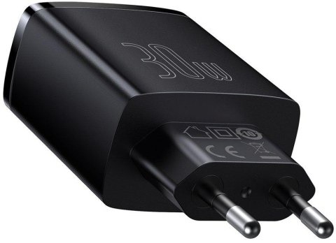 ŁADOWARKA SIECIOWA Baseus Compact Quick Charger CCXJ-E01 30W 2x USB-A 1x USB-C PD 3.0 QC 3.0 CZARNA BASEUS