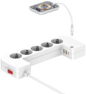 LISTWA ANTYPRZEPIĘCIOWA Z ZABEZPIECZENIEM Energizer 5x SCHUKO 2x USB-A 1x USB-C 2500W 10A KABEL 2M ENERGIZER