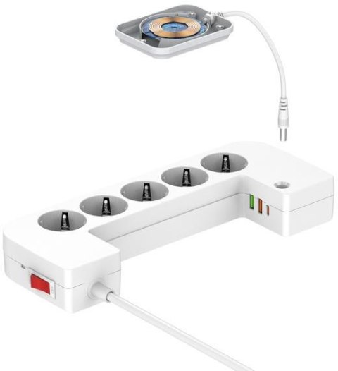 LISTWA ANTYPRZEPIĘCIOWA Z ZABEZPIECZENIEM Energizer 5x SCHUKO 2x USB-A 1x USB-C 2500W 10A KABEL 2M ENERGIZER