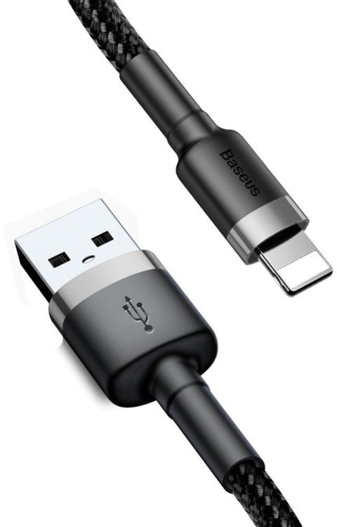 KABEL USB-A / Lightning iPhone Baseus Cafule CALKLF-BG1 100cm Apple 2.4A CZARNO-SZARY W OPLOCIE BASEUS